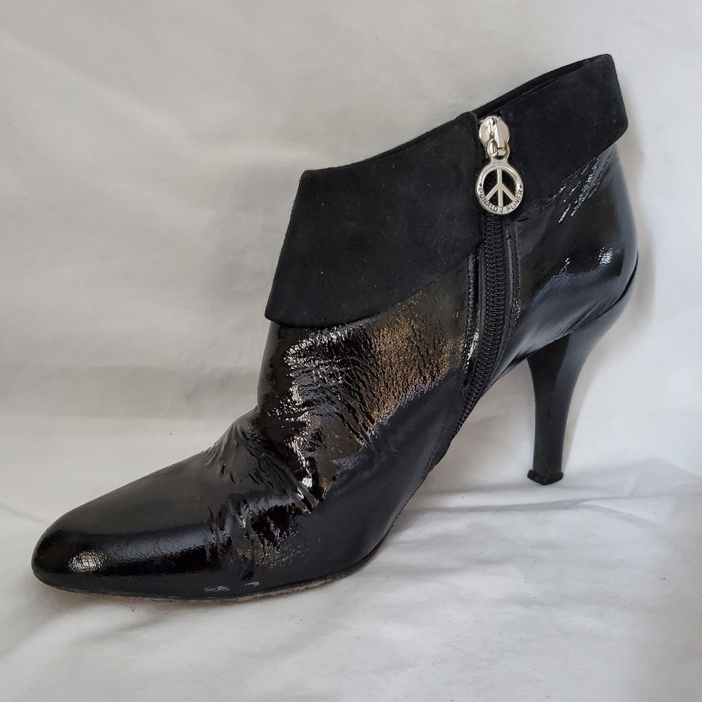 Donald J Pliner Black Patent Ankle Boots Sz 8